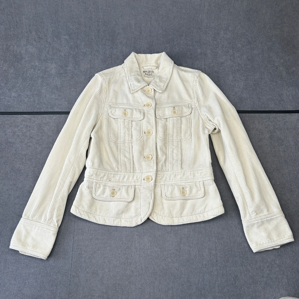 Polo Jeans Ralph Lauren Corduroy Y2k Jacket Cream Button Front Small